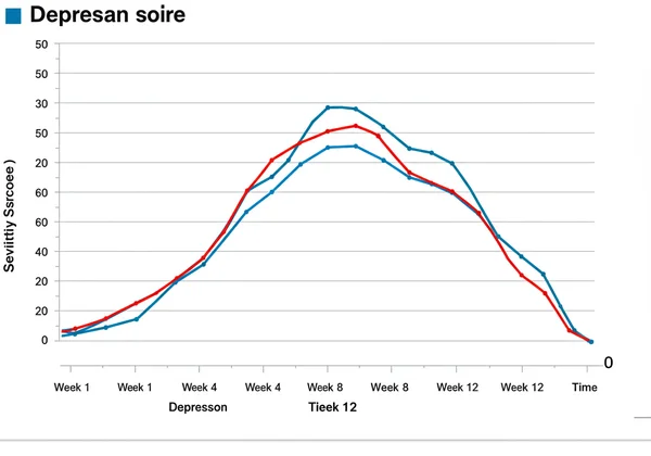 Graph showing DASS-21 scores decreasing over time.
