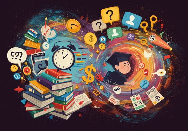 Visual representation of various pressures in college life