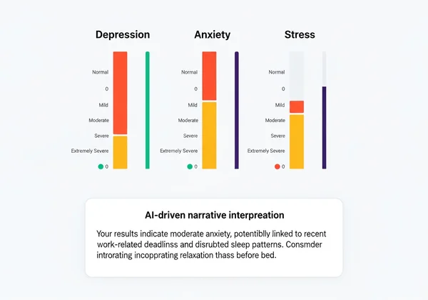 Illustrated DASS-21 scores with AI interpretation