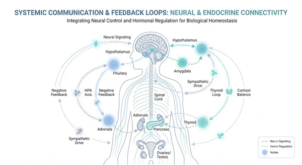 Diagram depicting biological pathways of the emotional response system