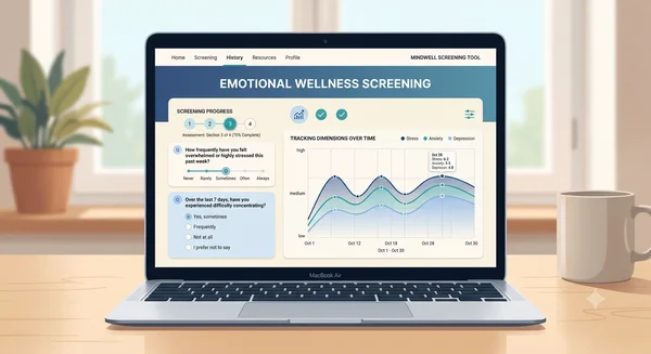 Clean modern web dashboard with an emotional tracking chart