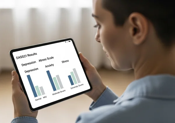 Person understanding DASS21 results, emotional health